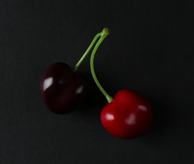 Cherry on black background