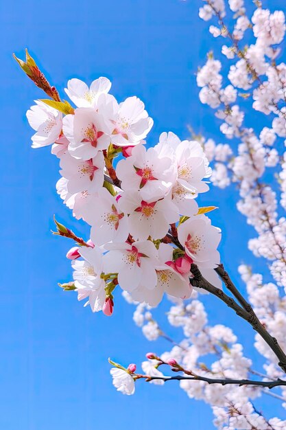 Cherry blossom against clear blue sky
