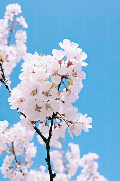 Cherry blossom against clear blue sky