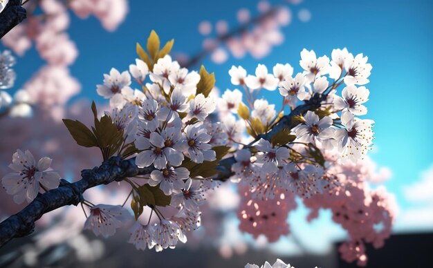 cherry blossom are full blossom with sky background