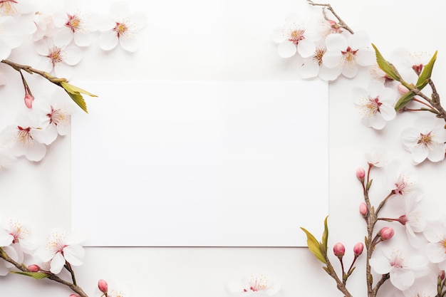 Cherry blossom background spring empty frame mockup sakura springtime template