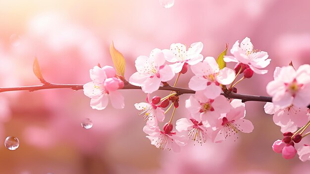 Cherry blossom background with soft focus and bokeh effect