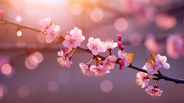 Cherry blossom background with soft focus and bokeh effect