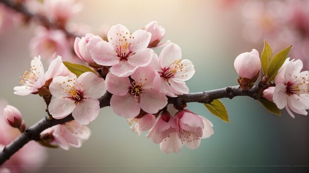 Cherry blossom branch in full bloom