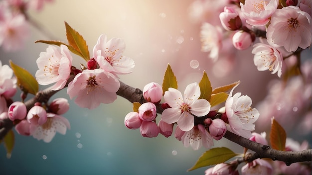 Cherry blossom branch in full bloom