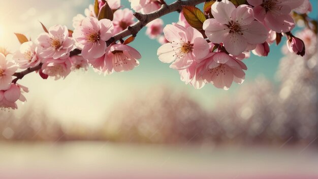 Cherry blossom branch in full bloom