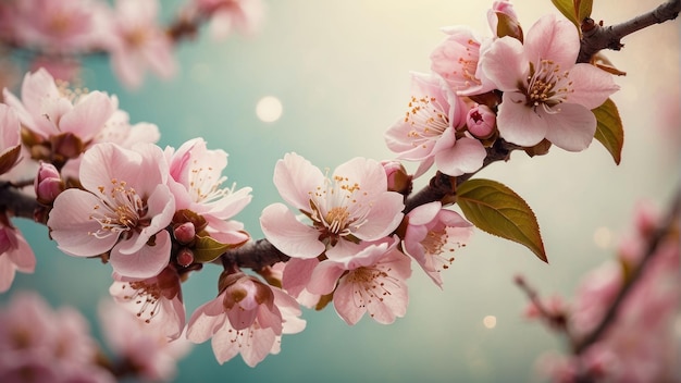 Cherry blossom branch in full bloom