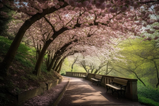 美しい公園の桜の冠