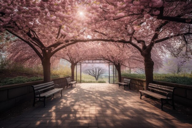 Cherry Blossom Canopy in a Picturesque Park