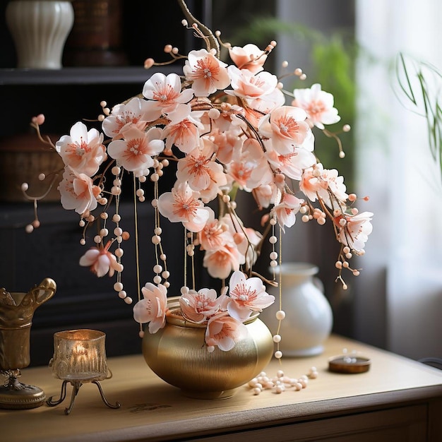 Каскад из цветов вишни Декорации китайского Нового года Фото