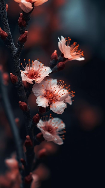 Cherry blossom close up Japanese flowers AI Generated