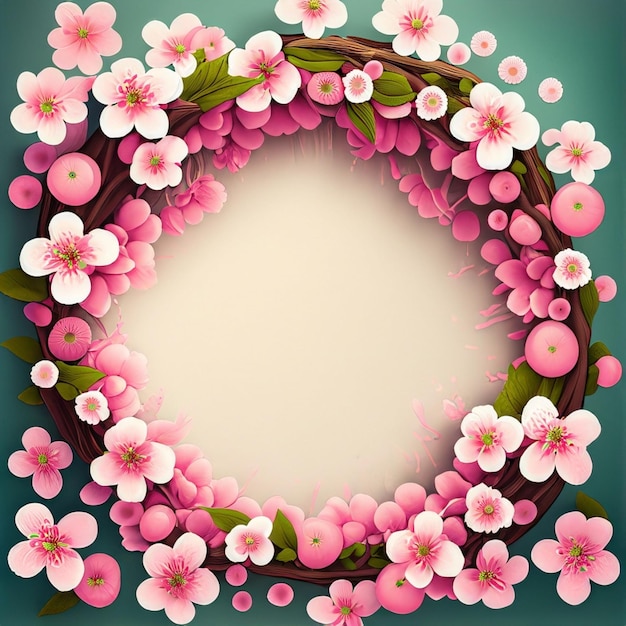 cherry blossom floral frame illustration