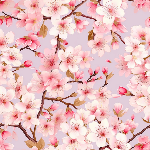 cherry blossom floral seamless pattern