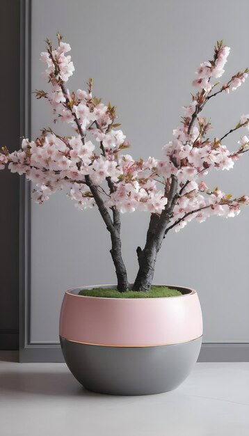 Photo cherry blossom flower in flowerpot