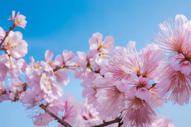 Cherry blossom flowers with soft blurred background light pink colour vibes Beautiful blooming