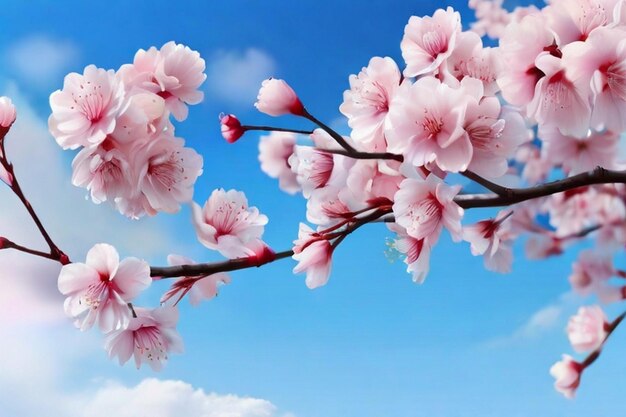 Cherry blossom flowers with soft blurred background light pink colour vibes Beautiful blooming