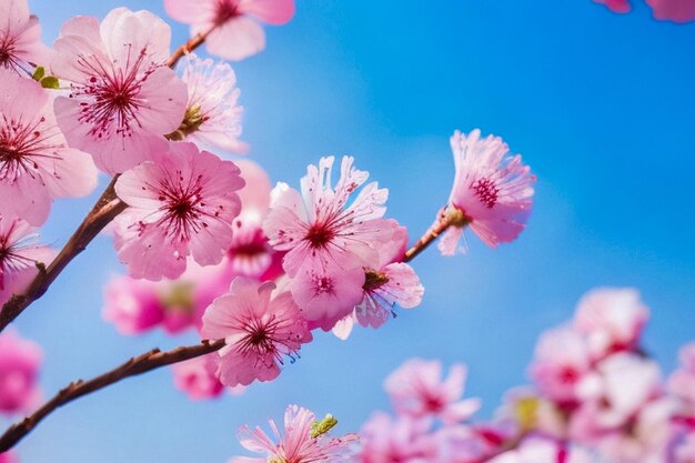 写真 桜の花は柔らかくぼんやりした背景で,明るいピンクの色の振動で,美しい開花