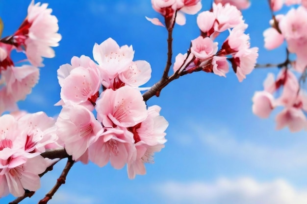 Cherry blossom flowers with soft blurred background light pink colour vibes Beautiful blooming