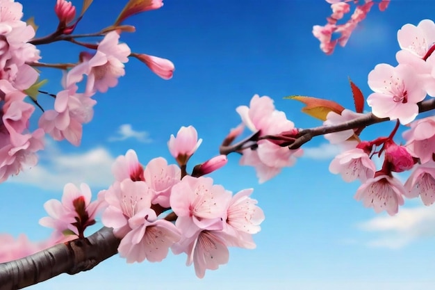 Cherry blossom flowers with soft blurred background light pink colour vibes Beautiful blooming