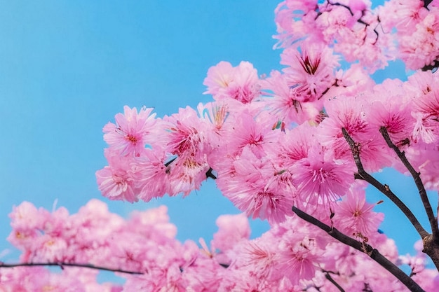 Cherry blossom flowers with soft blurred background light pink colour vibes Beautiful blooming