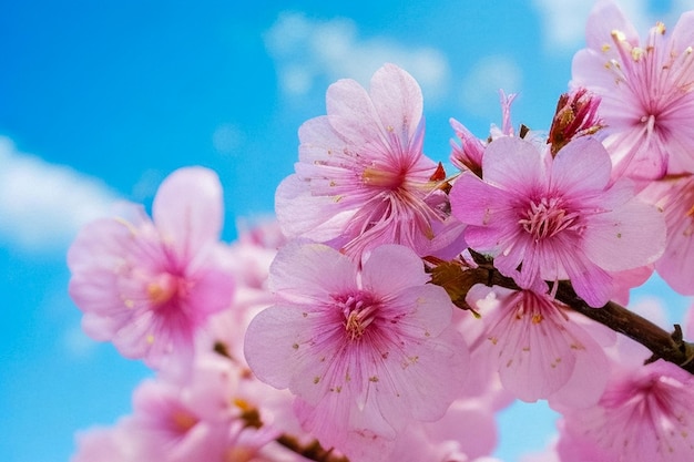 Cherry blossom flowers with soft blurred background light pink colour vibes Beautiful blooming