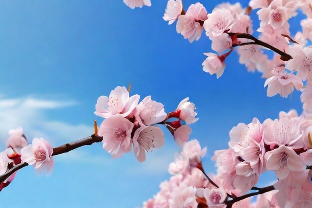 Cherry blossom flowers with soft blurred background light pink colour vibes Beautiful blooming