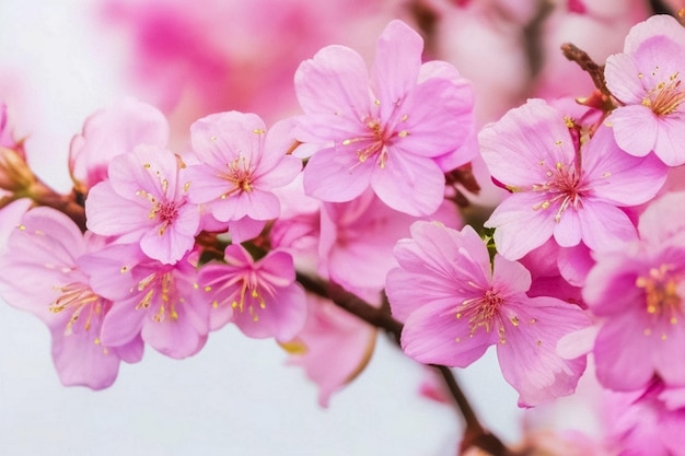 写真 桜の花は柔らかくぼんやりした背景で,明るいピンクの色の振動で,美しい開花