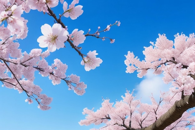 写真 桜の花は柔らかくぼんやりした背景で,明るいピンクの色の振動で,美しい開花