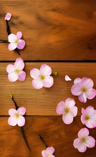 木の床に桜の花