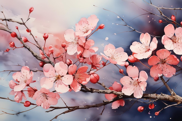 Cherry blossom illustration spring blossom background cherry flowers background