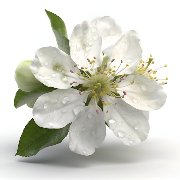 Cherry blossom isolated on white background 3d illustration