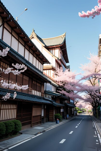 cherry blossom in japan street