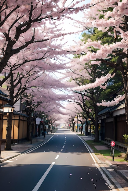 cherry blossom in japan street