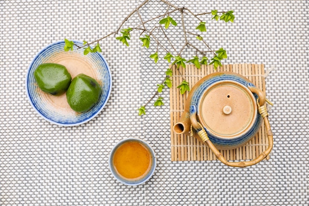 Cherry blossom and japanese tea set