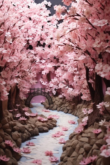 cherry blossom layered paper art