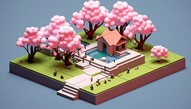 Photo cherry blossom minimalist diorama