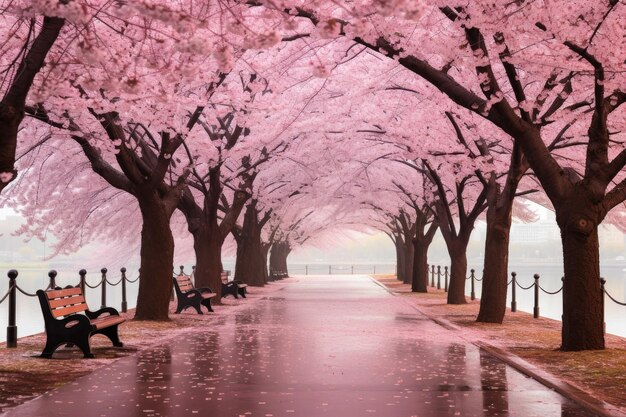 cherry blossom park during peak bloom