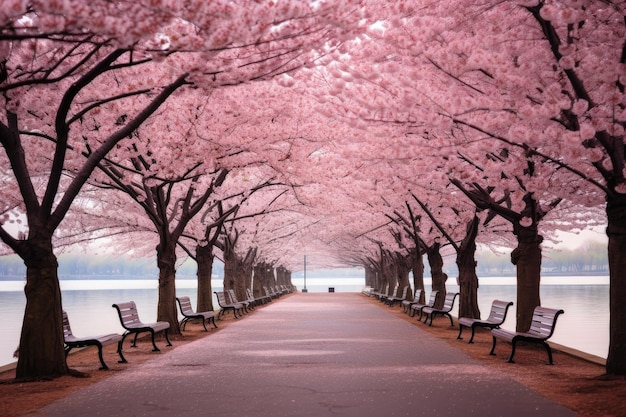 cherry blossom park during peak bloom