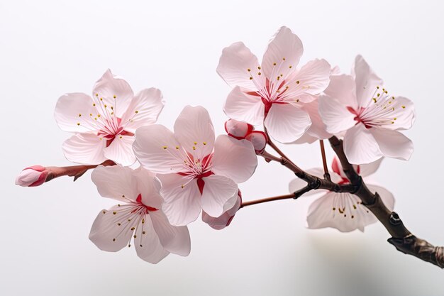 Cherry blossom pink flowers on a branch closeup Generative AI