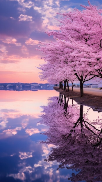 写真 桜の花の反射