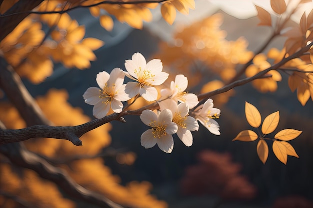 cherry blossom sakura flower on blue sky background ai generative