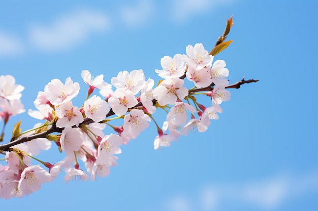 cherry blossom sakura flower on blue sky background