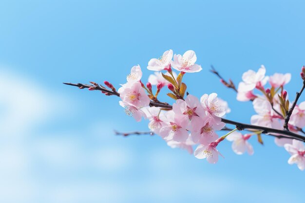 cherry blossom sakura flower on blue sky background