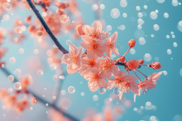 桜の花 春の桜 青い空の背景に