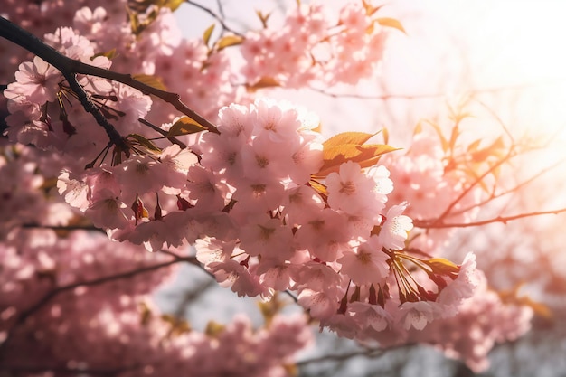 Cherry blossom sakura in spring time beautiful nature background