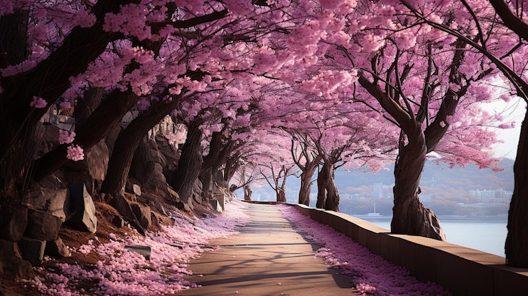 Photo cherry blossom scenery hd 8k wallpaper stock photographic image