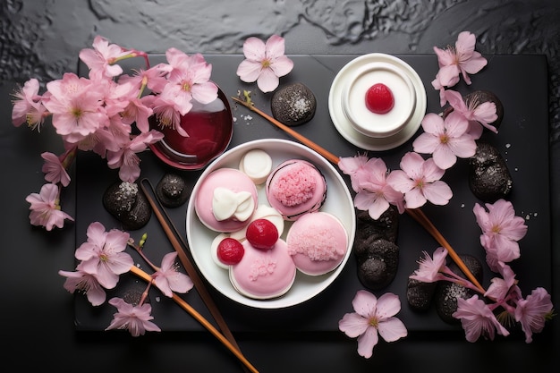 Cherry blossom season with Japanese sakura themed food