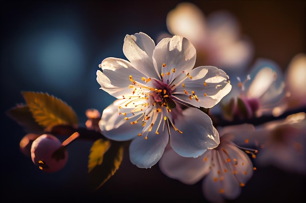 Cherry blossom in spring closeup with shallow depth of fieldgenerative ai