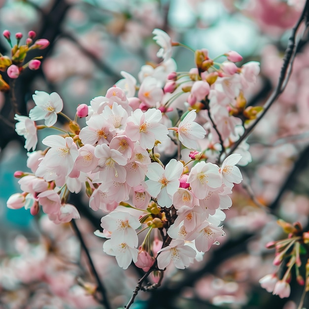 春の桜の花 柔らかい焦点と浅い視野の深さ