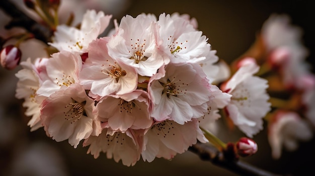 Cherry blossom tree extreme closeup Generative AI